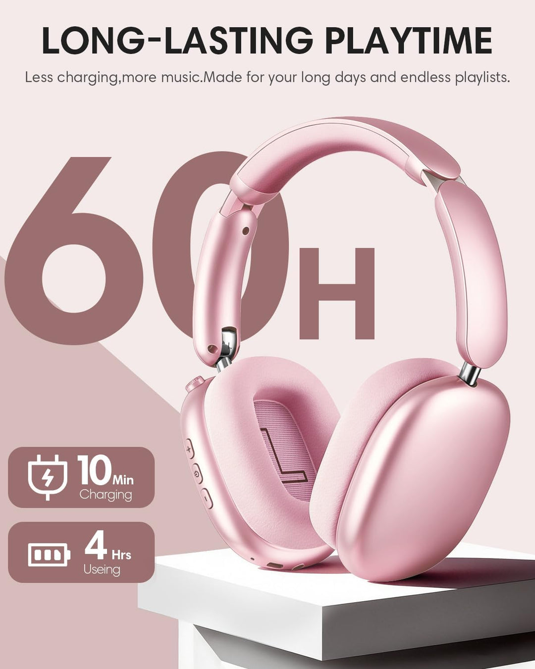 Wentronic Y02 Aktive Noise Cancelling Kopfhörer,60 Std.5 EQ-Musikmodi,Hi-Res-Audio,Tiefe Bässe,faltb