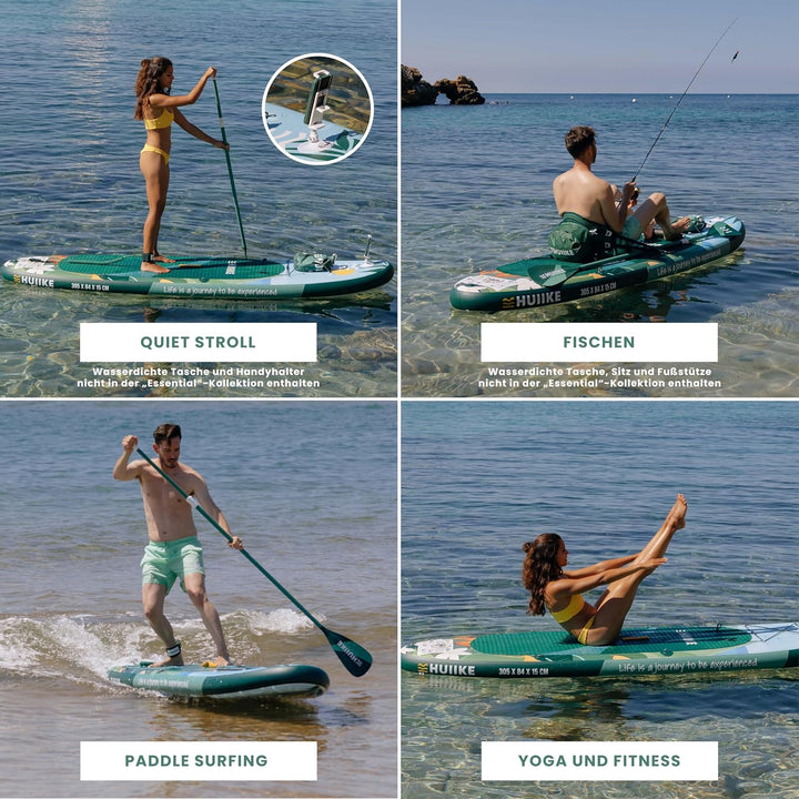 HUIIKE Stand Up Paddling Board mit Zubehör, Paddel, Finnen, Pumpe. Paddle Sup Board Aufblasbar Hohe