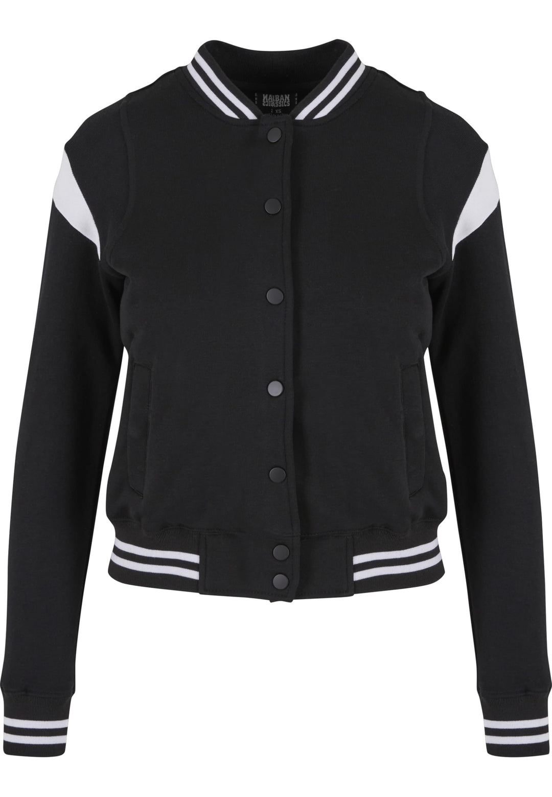 Urban Classics Damen Ladies Inset College Sweat Jacket XS Blk/Wht, XS Blk/Wht