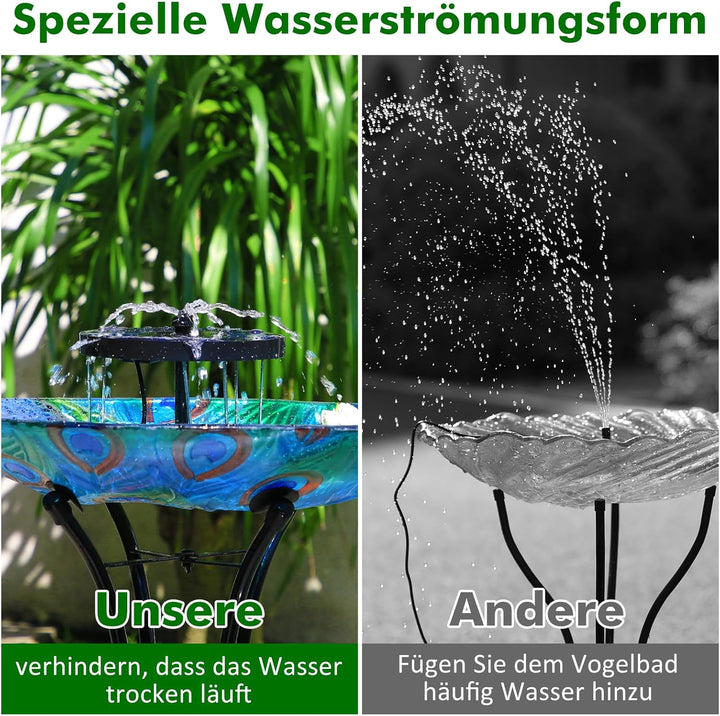 AISITIN Solarbrunnen für Draussen Verbesserter, Solar Springbrunnen für Aussen mit Rutschfestem Meta