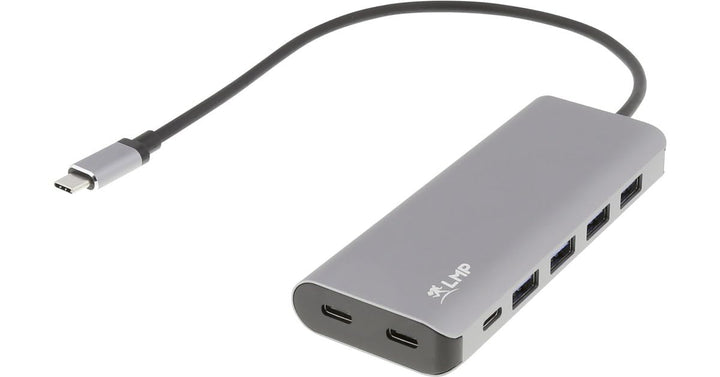 LMP Hub USB-A (4) und LMP (3) Hub mit 7 Ports Ladefunktion (BC1.2) externes Netzteil (36W) Spacegrau