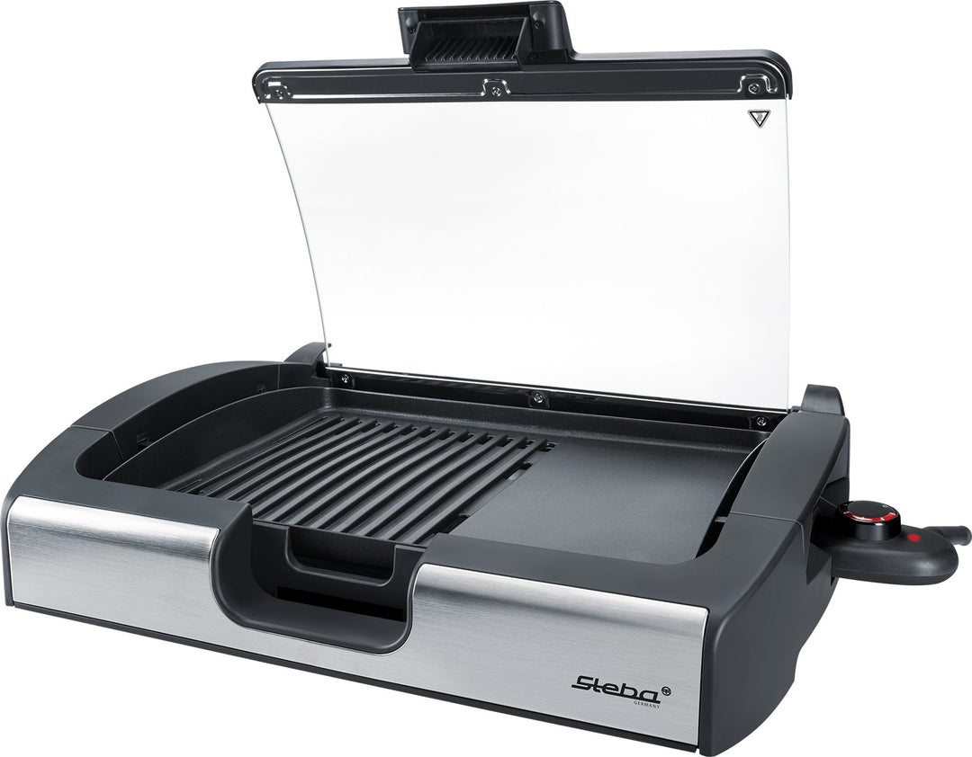 Steba VG200 BBQ Tischgrill mit Glasdeckel, 38 cm l x 58 cm w x 10,3 cm h
