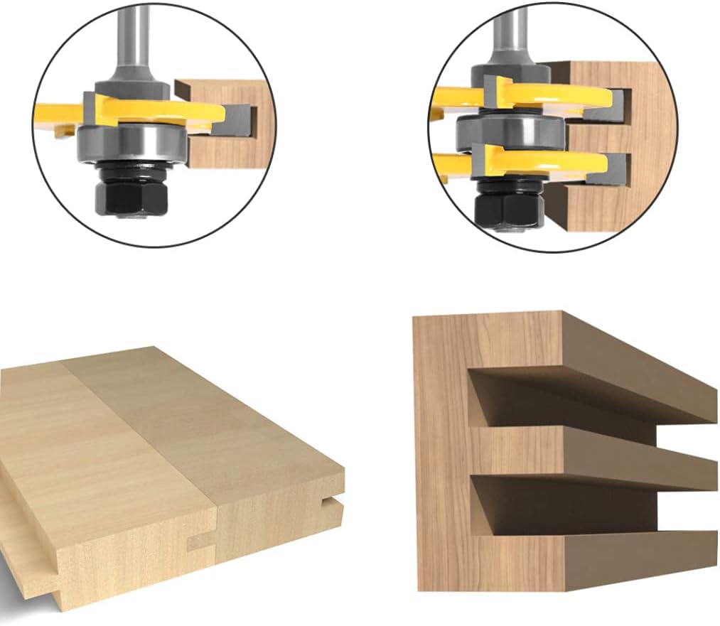 45 Grad Lock Mitre Router Bit, APLUS Holzfräser, Nutfräser + 8 mm Schaft Zungenschaft und Nutfräse S