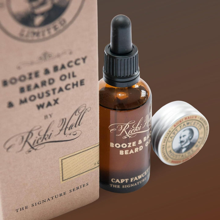 Captain Fawcett's: Ricki Hall's Booze & Baccy Beard Oil & Moustache Wax - Geschenkset