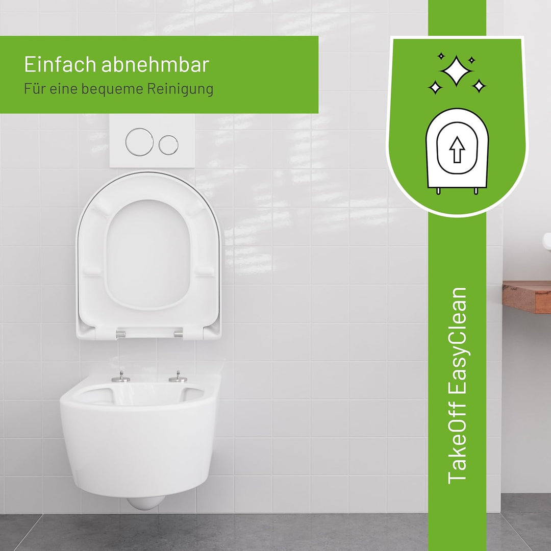 LUVETT® WC-Sitz inkl. 3 Edelstahl Montagelösungen &amp; Absenkautomatik Softclose, Made in EU, antibakte