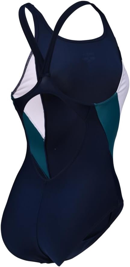 Arena Damen Women's Swimsuit V Back Panel One Piece Swimsuit (1er Pack) 34 Navy-deep Teal-white, 34