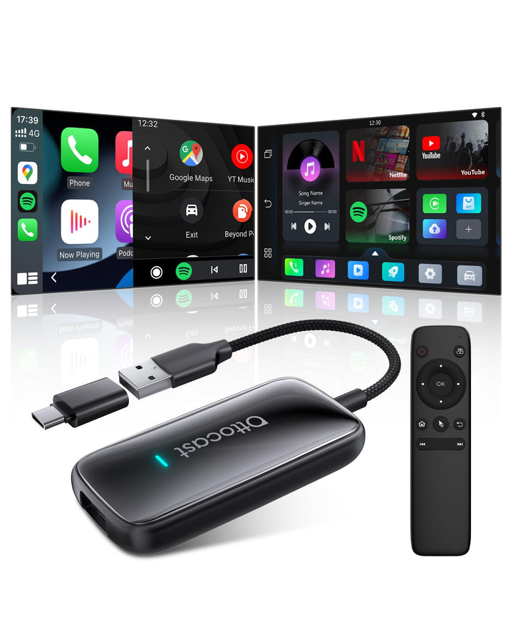 OTTOCAST Play2Video Ultra, 3-in-1 Wireless CarPlay Adapter, Android Auto Adapter mit Netflix & YouTu