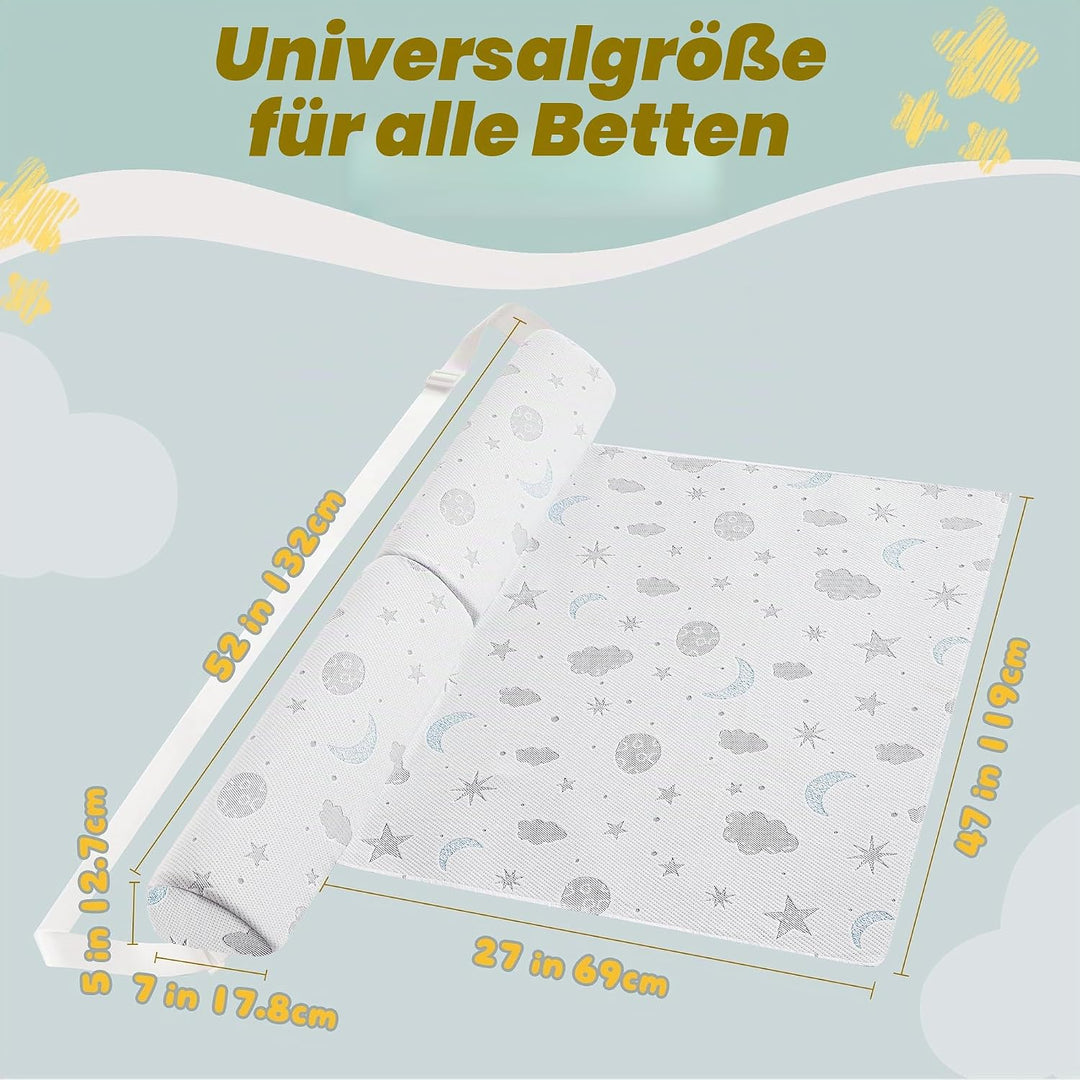 Rausfallschutz Kinderbett - Schaumstoff Bettschutz mit verstellbaren Gurten, Anti-Rutsch, Air-Layer-