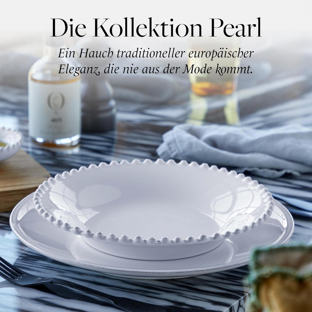 Costa Nova Pasta- und Suppenteller Pearl: Tiefer Steinzeug-Teller für Pasta und Suppe mit glänzender