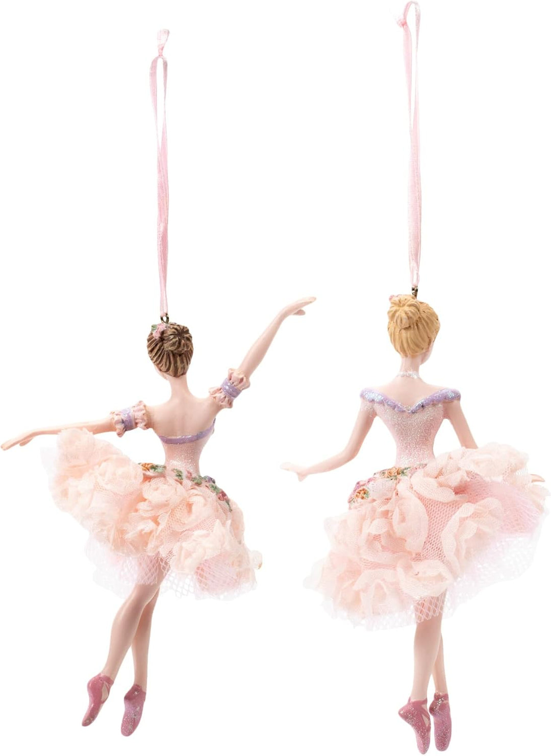 Blush Pink Flower Ballerina Set of 2 Ornaments