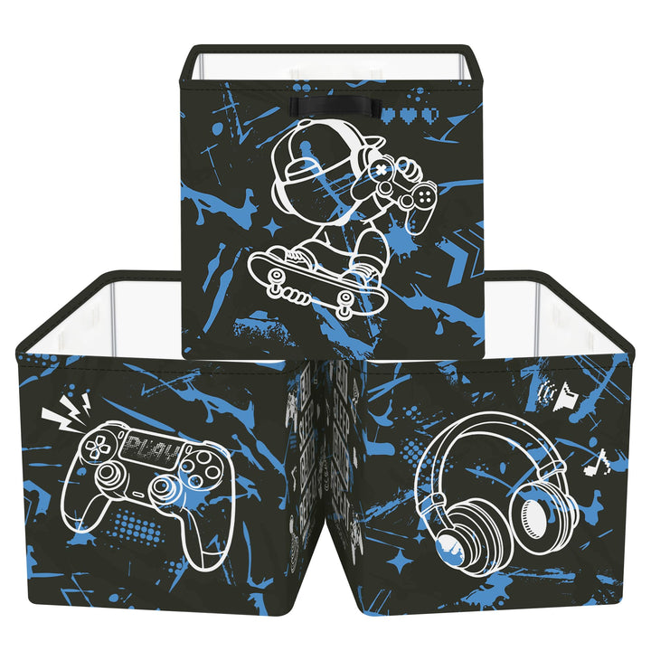 Clastyle 3 Stück Controller Aufbewahrungsbox Kinderzimmer Kallax Boxes Schwarz 30x30x30 cm, Schwarz