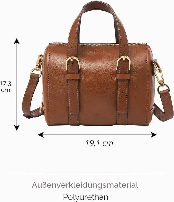 Fossil Damen Carlie Satchel, 19 L x 12.1 W x 17.1 cm H Brown, Brown