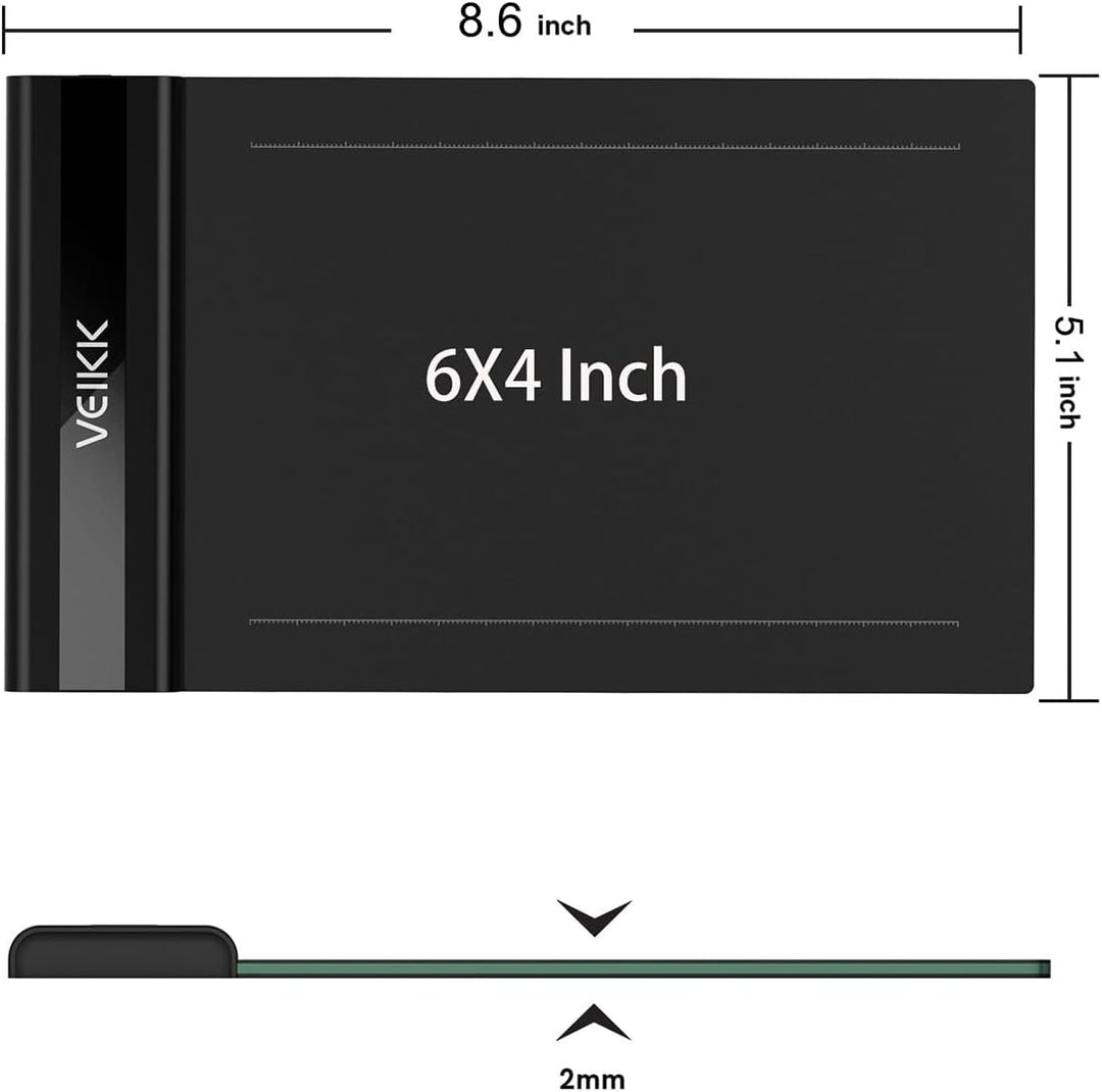 VEIKK Grafiktablett 6 x 4 Zoll Zeichentablett mit Drucksensitivem Stift,8192 Druckstufe OSU Pen Tabl