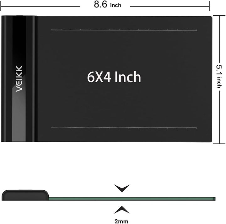VEIKK Grafiktablett 6 x 4 Zoll Zeichentablett mit Drucksensitivem Stift,8192 Druckstufe OSU Pen Tabl