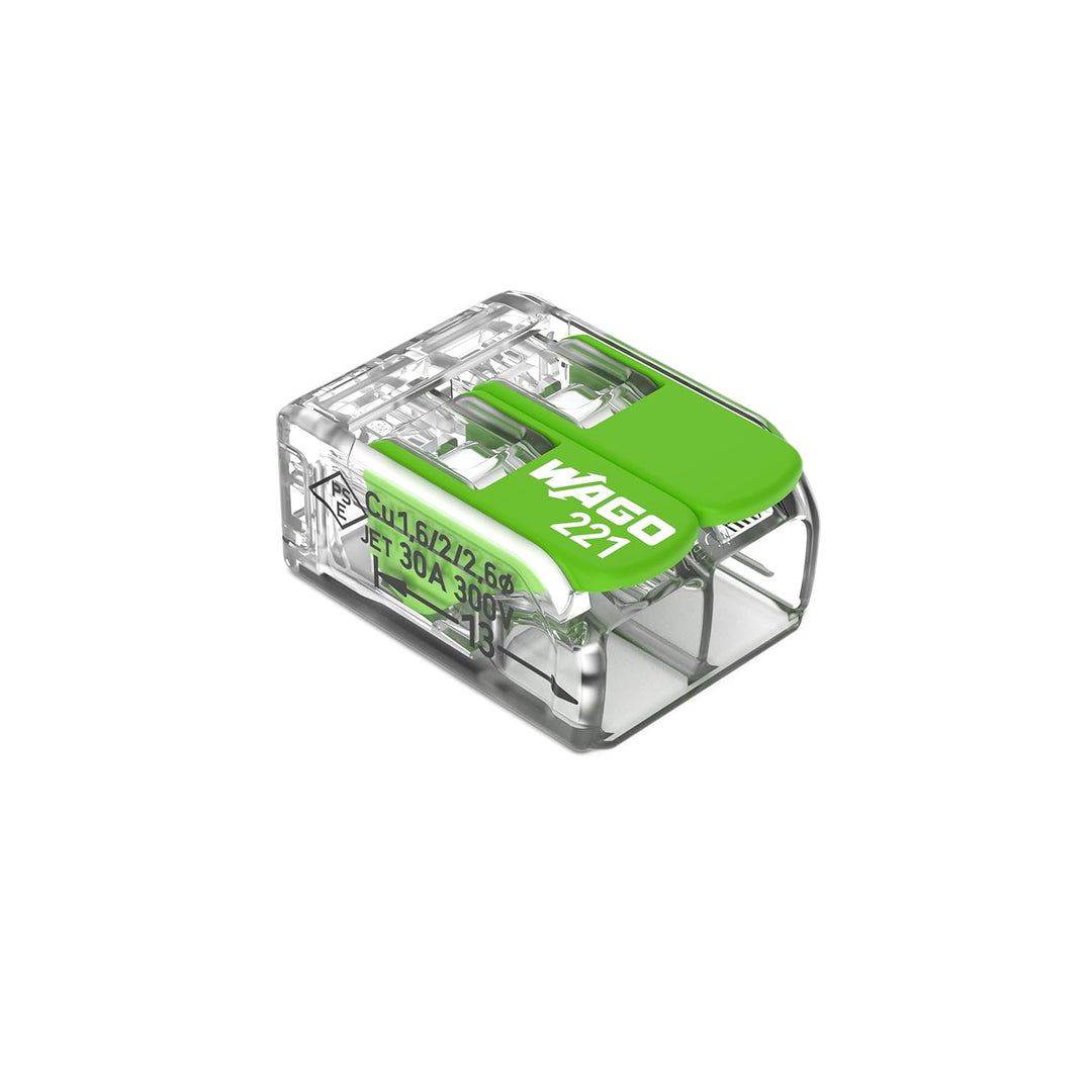 WAGO Green Range Klemme 2-Leiter, bis 4mm², Verbindungs-Klemmen 2-polig mit Hebel für alle Leiterart