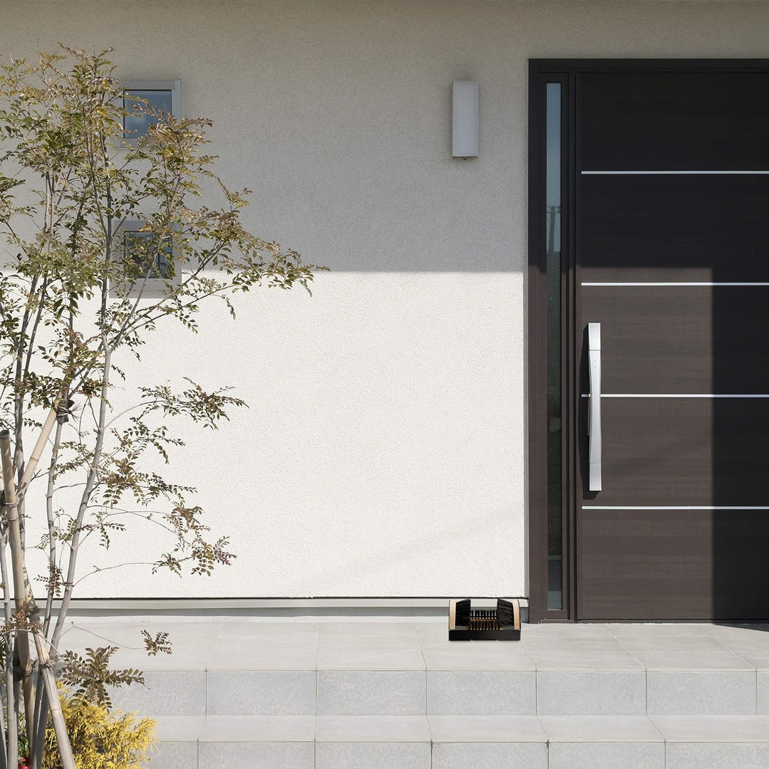 Relaxdays 2 x Schuhabstreifer mit Rundum-Bürsten, Fussabtreter Aussenbereich, robuste Borsten, mit B