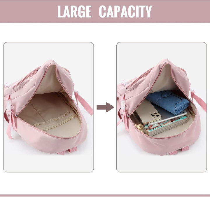 7VSTOHS Kawaii-Rucksack mit Kawaii-Anhänger und Zubehör für Teenager-Mädchen Rucksack-Schule Aesthet