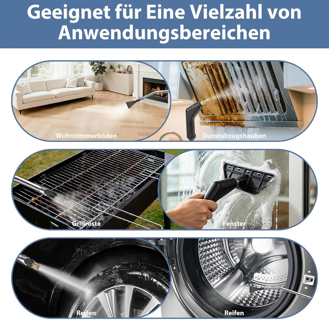 1.4L Dampfreiniger Handgerät, Tragbarer Handdampfreiniger mit 7 Zubehörteilen, Steam Cleaner, 15s Sc