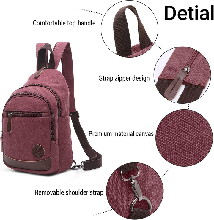 VARLIVOO Retro Sling Bag Herren Crossbody Bag Umhängetaschen Schultertasche Outdoor Sportarten Wande