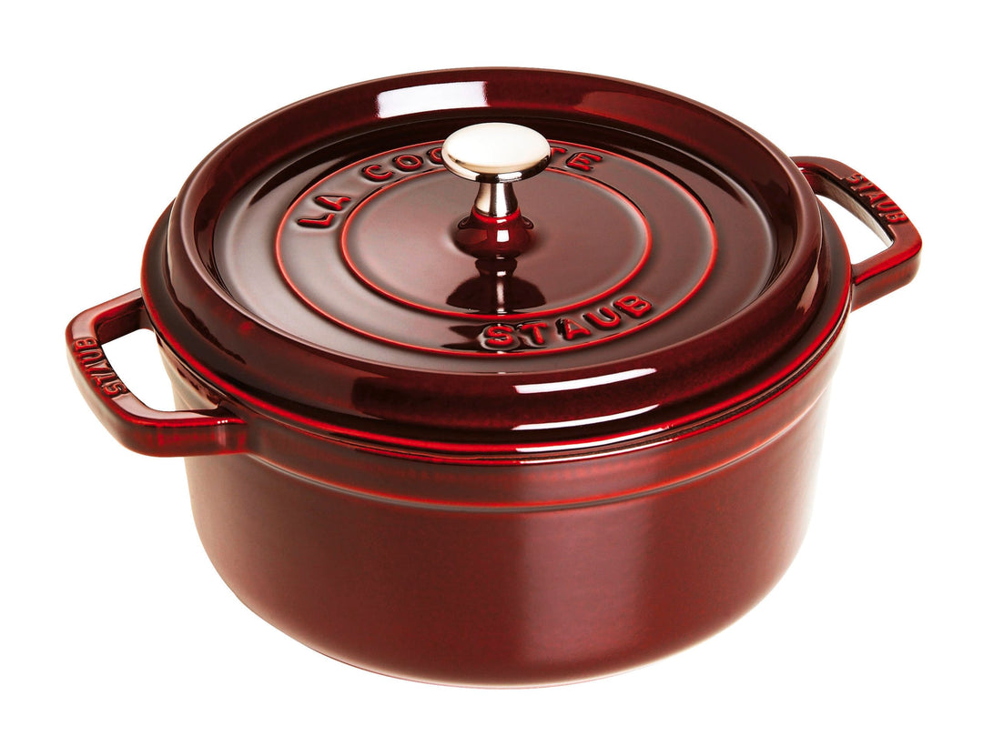 Staub 1101887 Cocotte, 18 cm rund, Bräter aus Gusseisen, grenadine