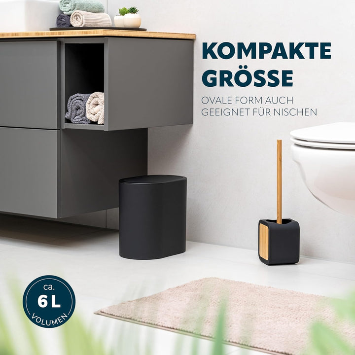 eluno ovaler Kosmetikeimer mit gummierter Softtouch-Oberfläche, Schwingdeckel & Schutzpads gegen Kra