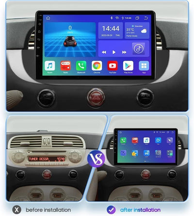 hizpo 9 Zoll Touchscreen Autoradio Kompatibel mit FIAT 500 2007-2014 mit Carplay/Android Auto 8-Core