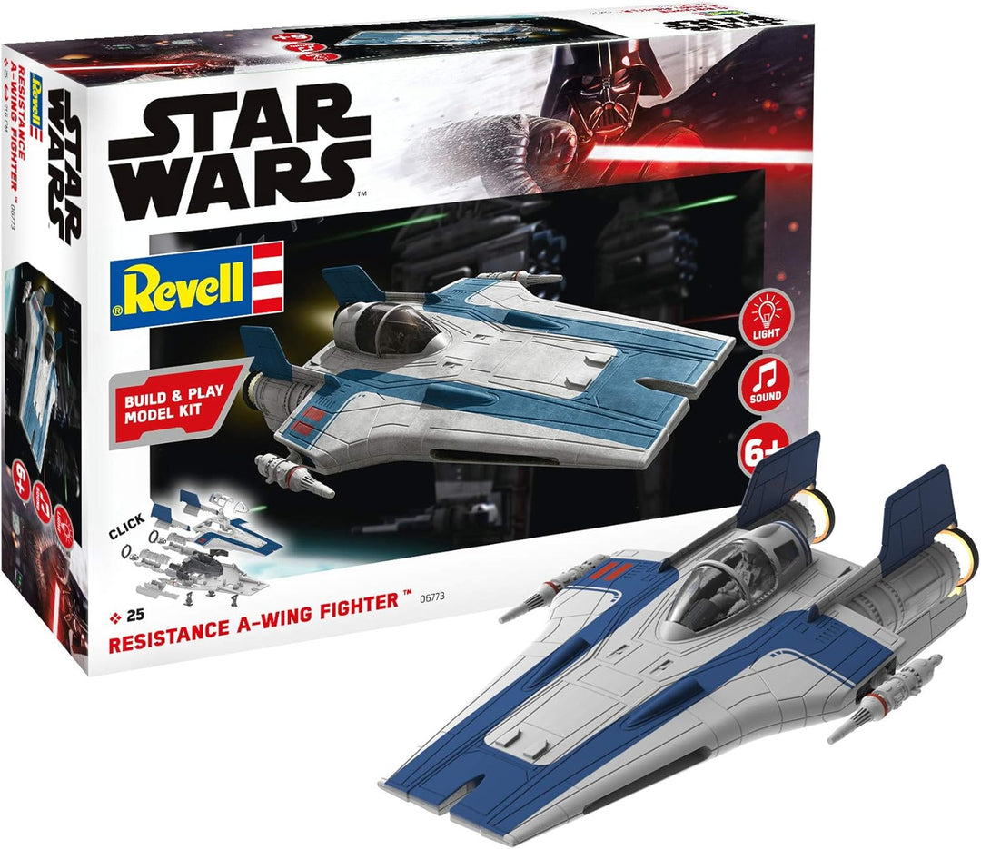 Revell 06773 Resistance A-Wing Fighter, 1:44 Star Wars Modellbausatz für Einsteiger zum Stecken und