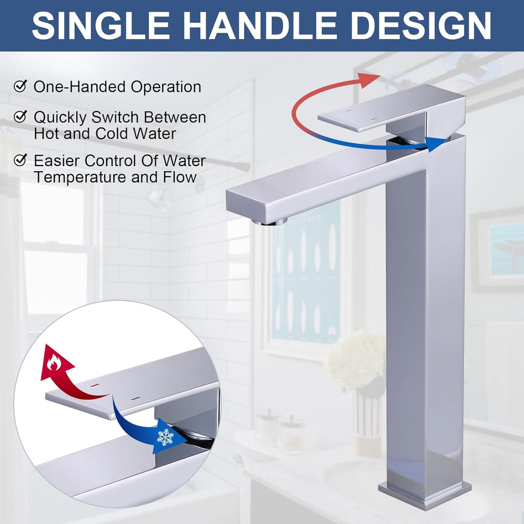 ARCORA Waschtischarmatur, Hochdruck Wasserhahn Bad aus 304 Edelstahl Armatur Waschbecken mit 50cm An