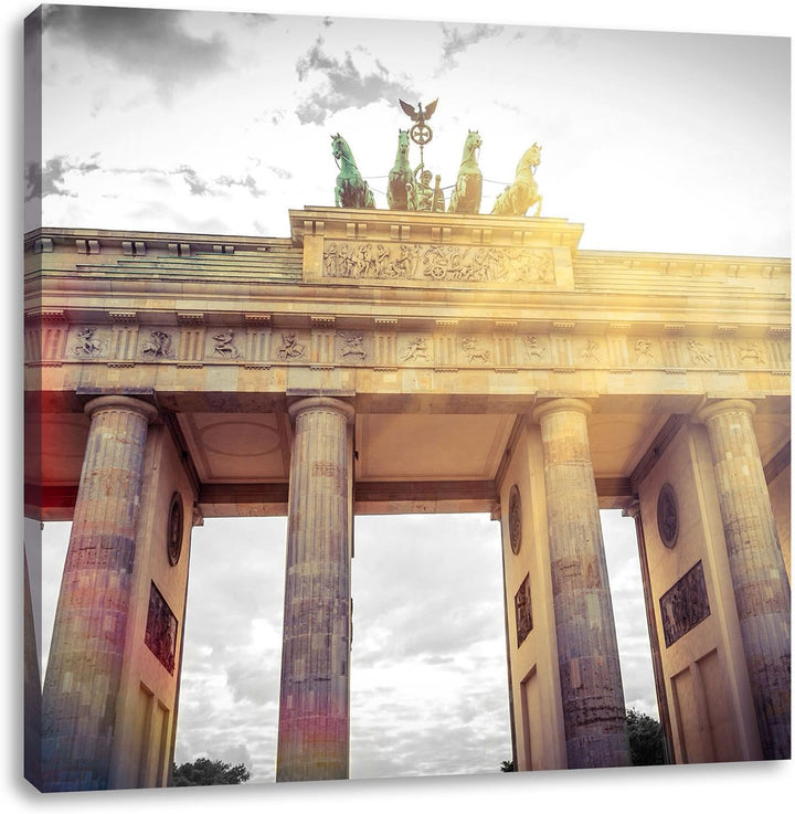 Pixxprint berühmtes Brandenburger Tor in Berlin schwarz/weiss, Format: 70x70 auf Leinwand, 70x70
