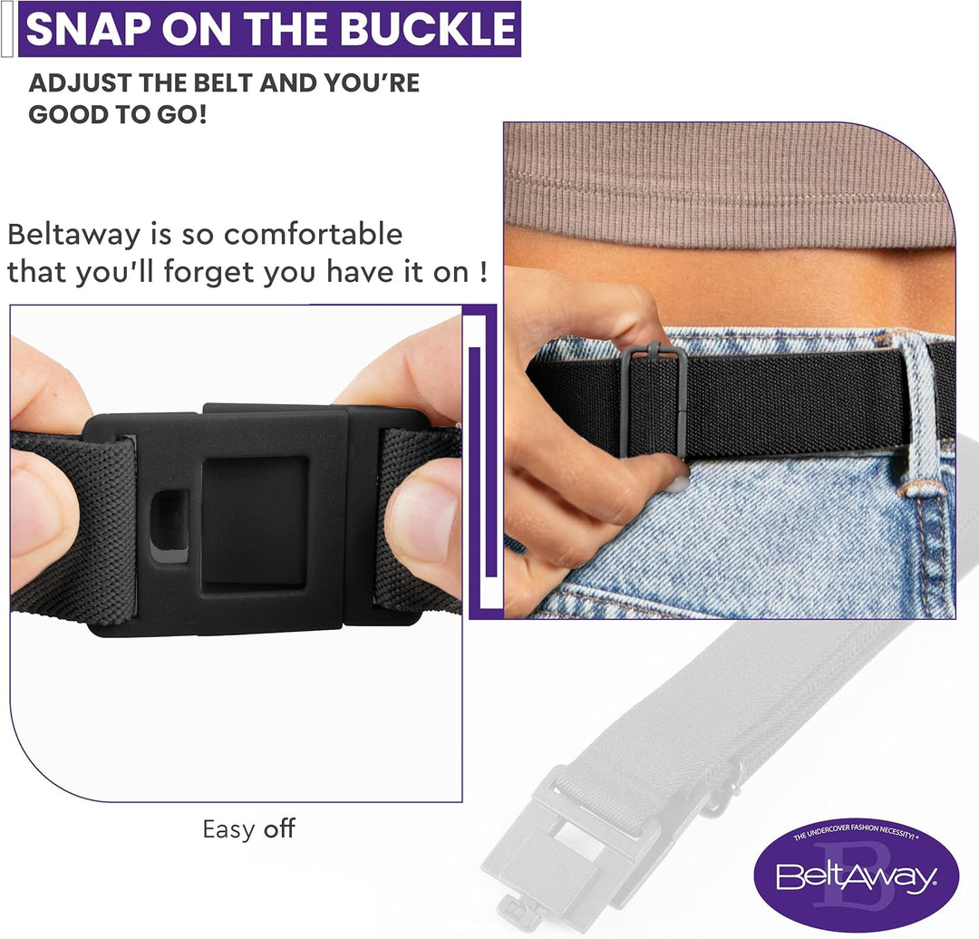 Beltaway Belt Square Damen Gürtel mit quadratischer Schnalle, elastisch Einheitsgrösse (0-14) Schwar