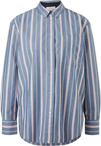 s.Oliver Damen Bluse L Blue Stripes, L Blue Stripes