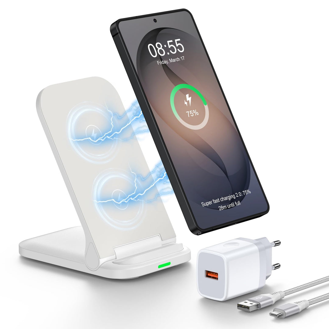 15W Induktive Ladestation Samsung, Wireless Charger mit 18W Schnellladegerät, Google Pixel Stand für