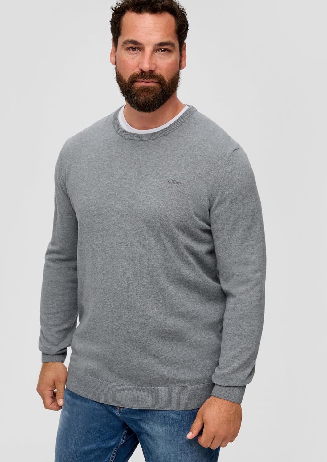 s.Oliver Pullover mit Crew Neck Herren XXL Grau, XXL Grau