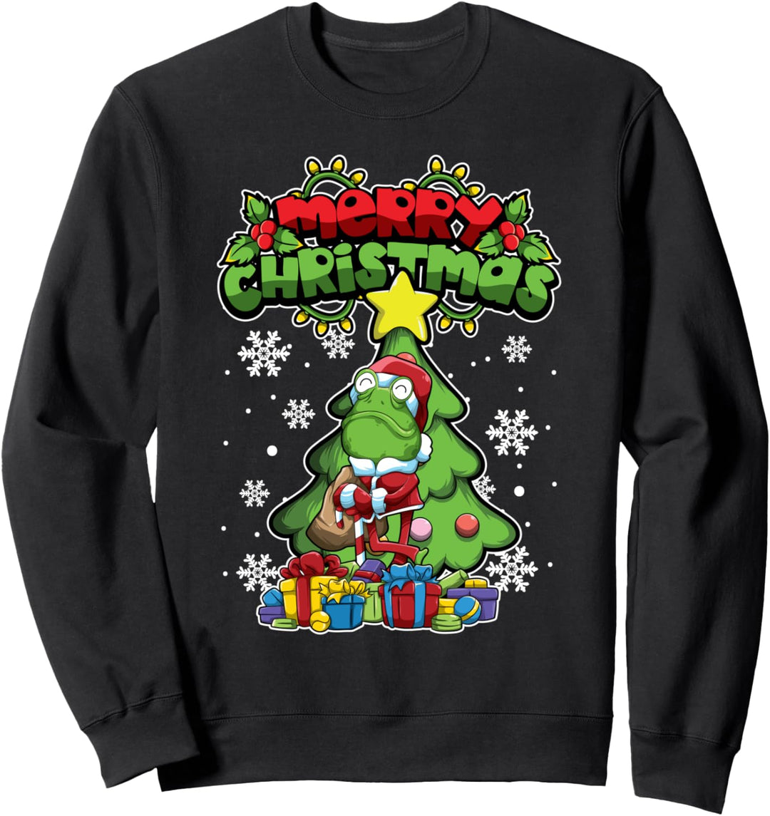 Frosch mit Weihnachtsmotiven Sweatshirt