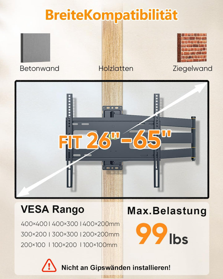 FORGING MOUNT TV Wandhalterung Langer Arm Ecke TV Halterung für 26-65 Zoll Fernseher 840mm Glatte Ve