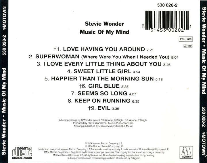 Music of My Mind, Audio-CD