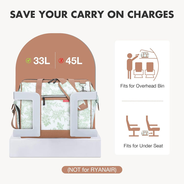 Lekesky Reisetasche Damen, Weekender Damen Klein mit Schuhfach, Grosses Öffnungsdesign, 33L Klinikta