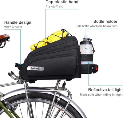 Rhinowalk Fahrrad Gepäckträgertasche 12L Rücksitz Tasche Hinterradtasche Pannier Fahrradtasche Umhän
