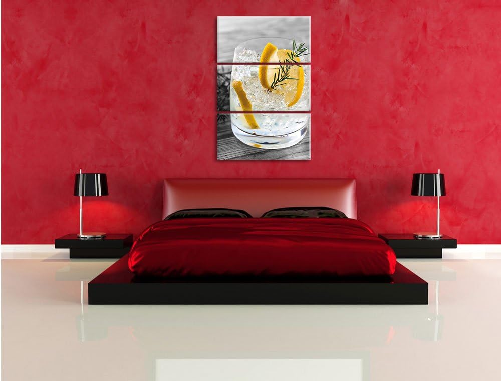 Pixxprint Drink mit Zitrone und Rosmarin als Leinwandbild/Grösse: 3 Teilig (120x80) cm/Wandbild/Kuns