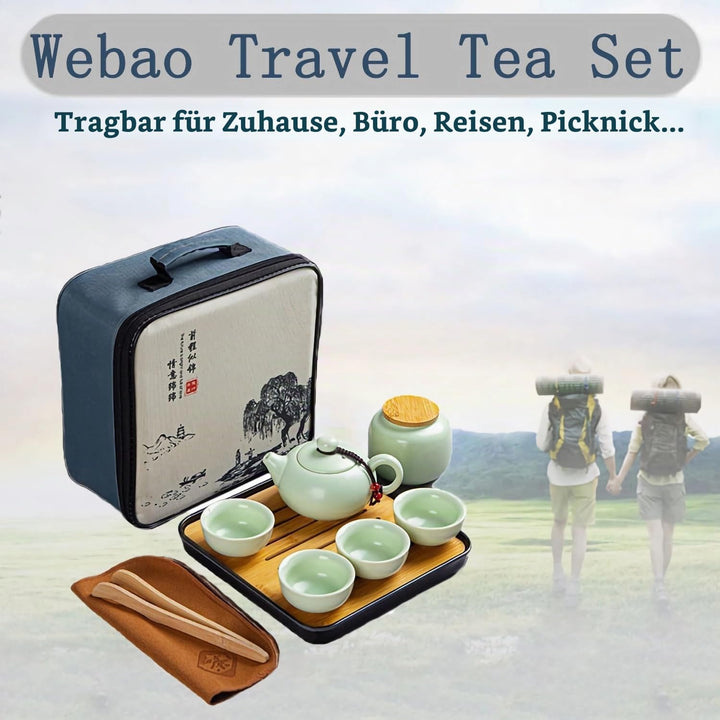 Teekanne Sets, Chinesisches Kungfu Teeservice, Keramik Teekanne mit 4 Tassen und Teedose &amp; Tablett,