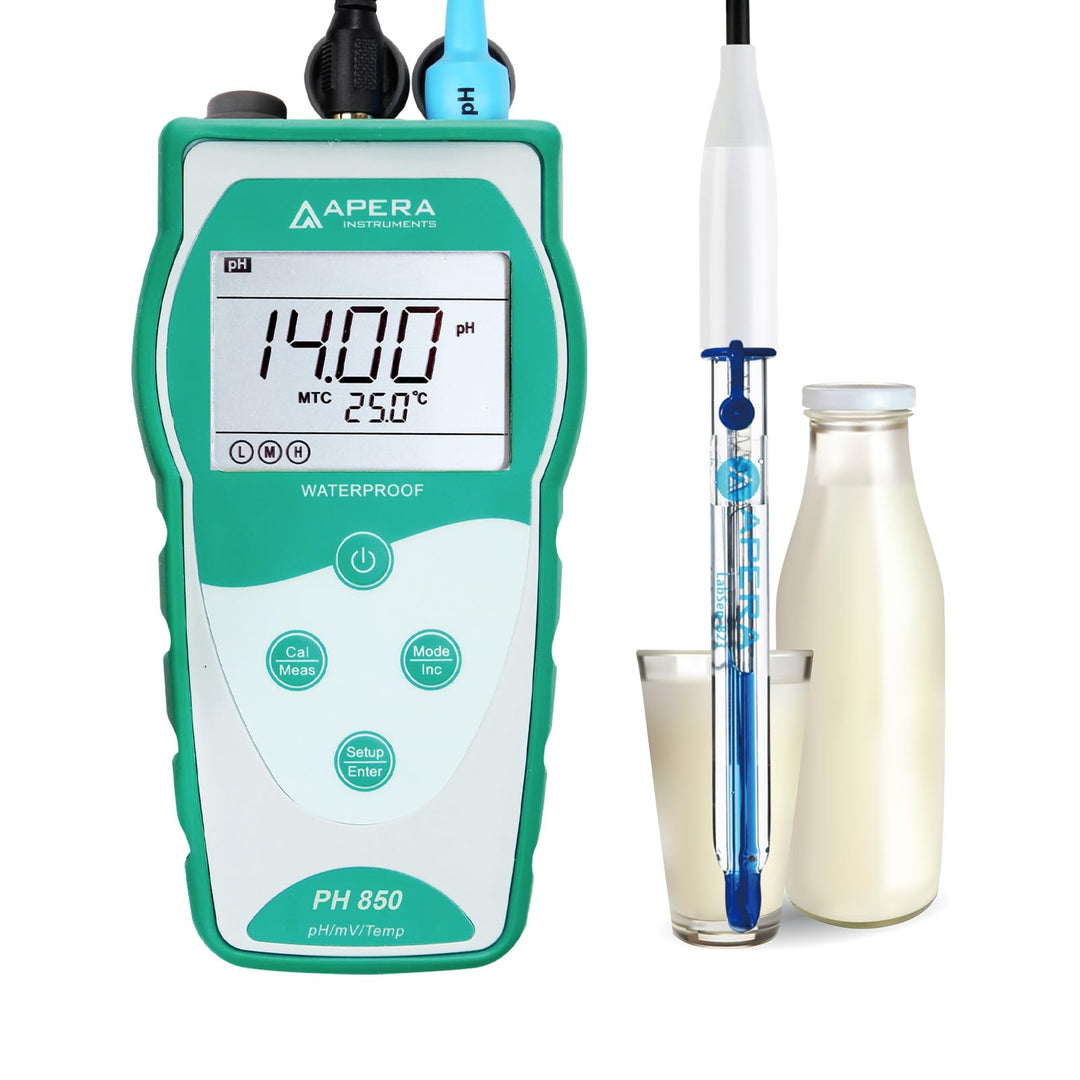 Apera Instruments PH850-DP Tragbares pH-Messgerät für Milchprodukte (Milch, Sahne, Joghurt) und flüs