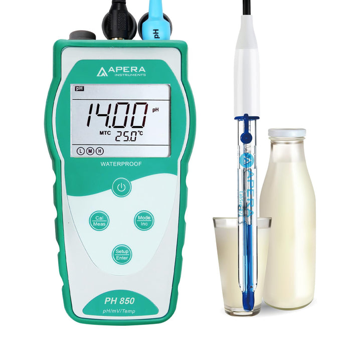 Apera Instruments PH850-DP Tragbares pH-Messgerät für Milchprodukte (Milch, Sahne, Joghurt) und flüs