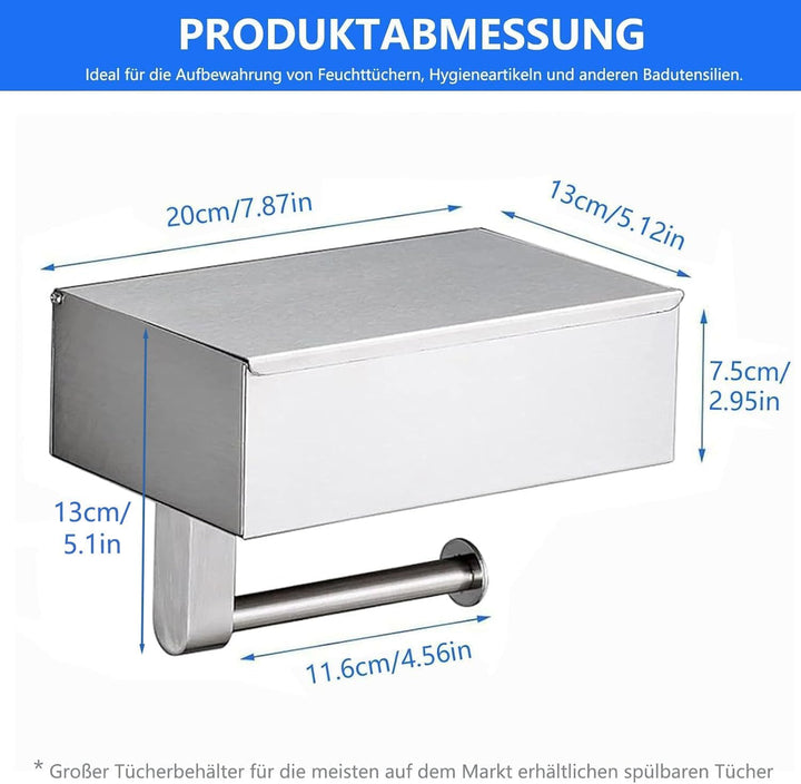 GUIGUZI Toilettenpapierhalter Ohne Bohren - SUS304 Edelstahl Silber Klopapierhalter mit Ablage - Toi