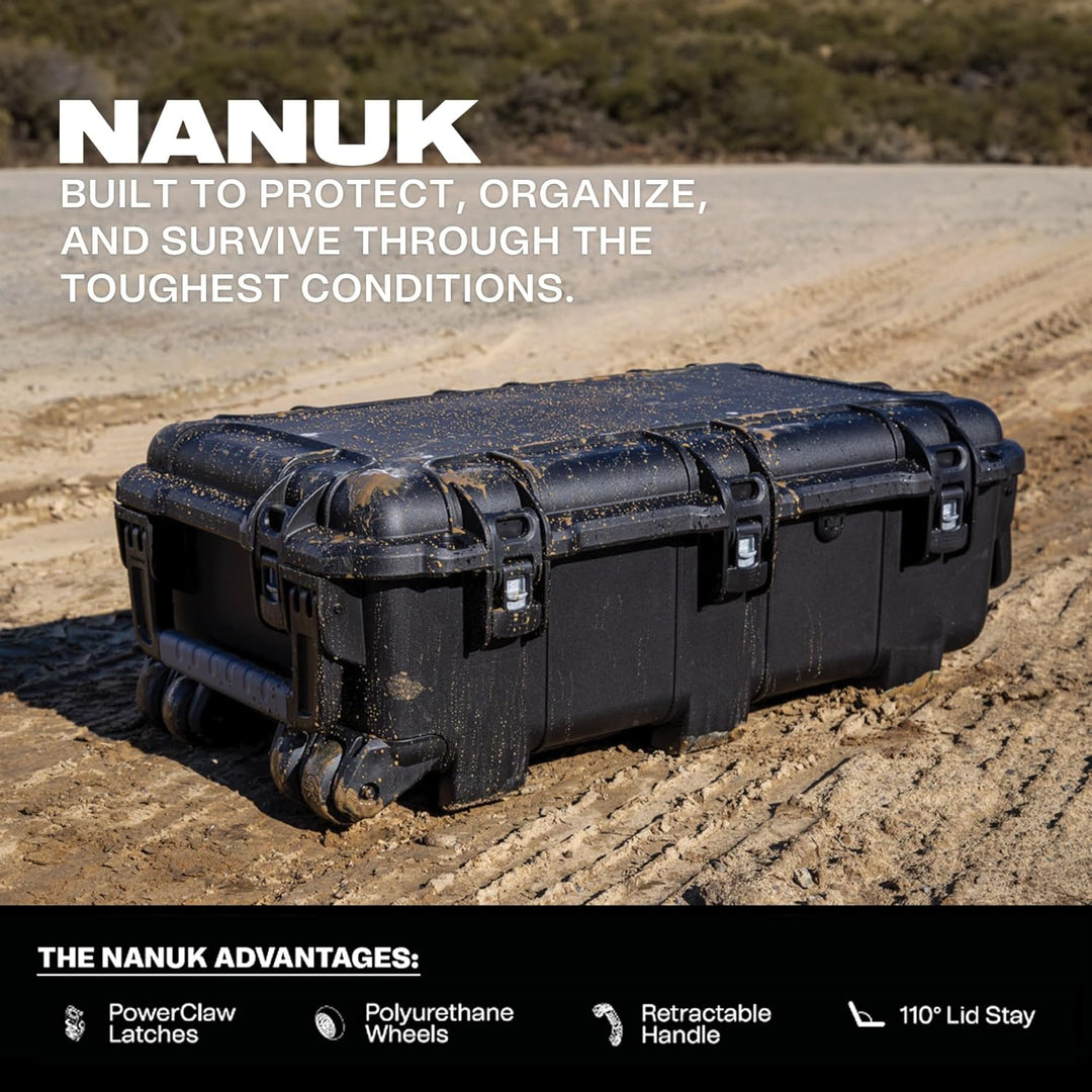 Nanuk 965 wasserdichte Handgepäcktasche mit Deckel-Organizer und gepolsterter Trennwand mit Rädern,