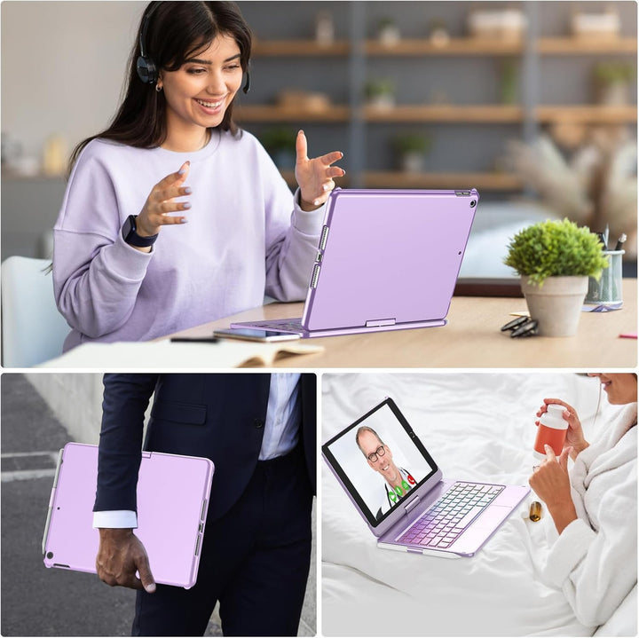 Tastatur Hülle für iPad 10.2 Zoll,für iPad 9/8/7 Generation Hülle,360° Touchpad Flip Hartschale Slim
