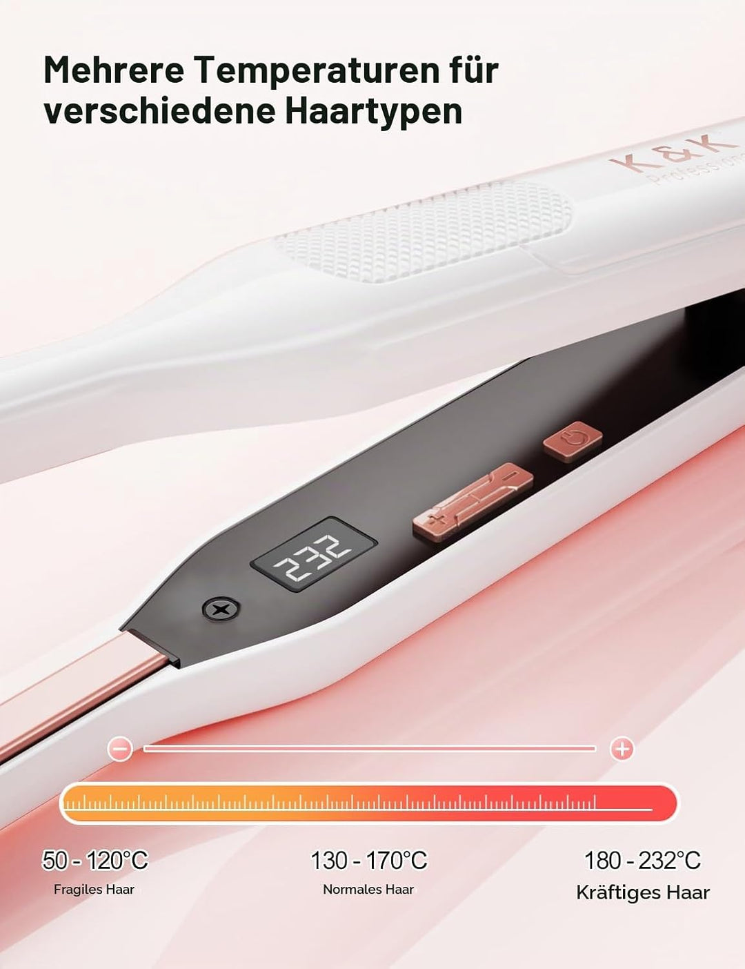 K&amp;K Mini Glätteisen Für Kurze Haare, 2 in 1 Mini Lockenwickler Aus Keramik, Schwimmplatte mit Turmal