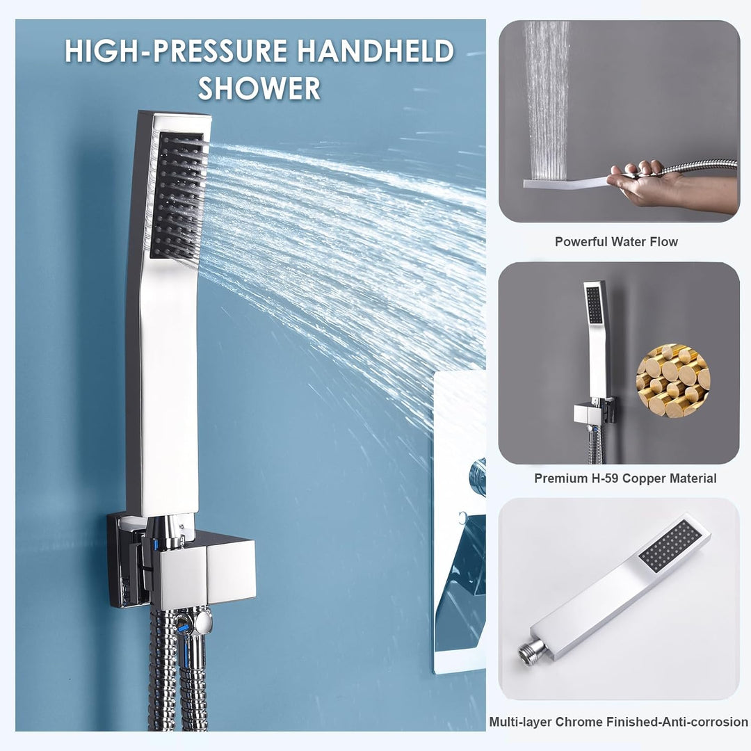 Oupukle Handbrause Wassersparend Hochdruck Badezimmer Silber Anti-Kalk-Düsen Duschkopf Regendusche M