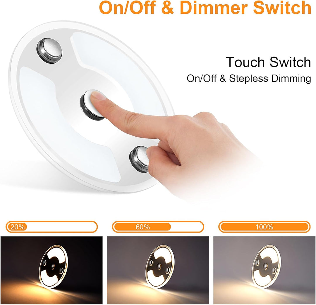Obeaming 4 x 12V LED Deckenleuchte Wohnmobil Flach Dimmbar Panel Rund Leuchte 75mm 235LM mit Touch S