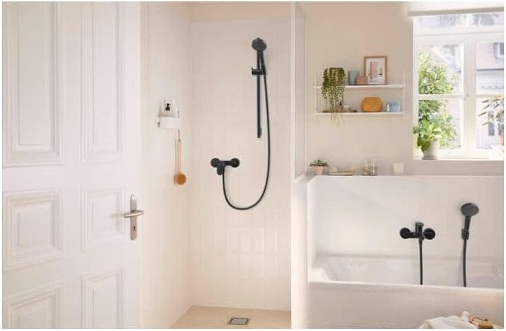 hansgrohe Duscharmatur Rebris S, Aufputz Brausebatterie, Duscharmatur für 1 Funktion, Mattschwarz Ma