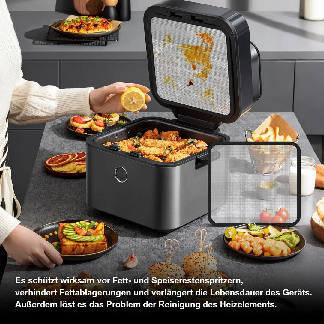 Edelstahl Spritzschutz Heissluftfritteuse Zubehör für Cosori TurboBlaze 5.5L 6.0L 6.2L 2Stk Spritzsc